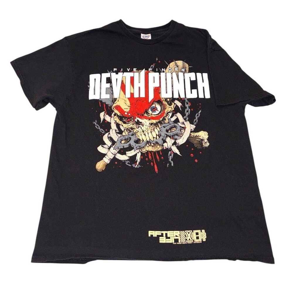 Five Finger Death Punch Tee Afterlife Concert Tour Metal Rock Black Men's Large